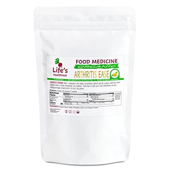 Life’s Healthiest Arthritis Ease GoodFood Powder Blend - 100% bio-available nutrients from good food. Organic, plant-based, non-GMO, clean and raw. 60 servings. 254022730