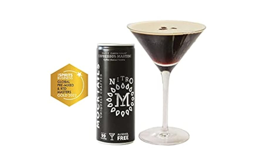 Mocktails Alcohol Free Espresso Martini Nitro 12 Pack | Award Winning | Nitrogen Charged | Non-Alcoholic Made with the Finest Cold Brew Coffee Espresso and Vanilla | 200ml/6.8oz Cans 769126107
