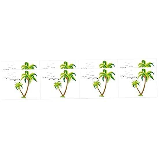 Abaodam 10 Sets Coconut Tree Wall Sticker Wall Stickers Coconut Tree Wall Decals Tropical Wall Art Sticker Green Plants Wall Decor Green Leaves Vinly Removable PVC Office Wall Decoration 54991852