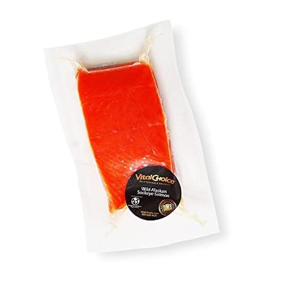 Vital Choice Wild Alaskan Sockeye Salmon 6 oz portions, skin-on/boneless (Pack of 6) 740933841