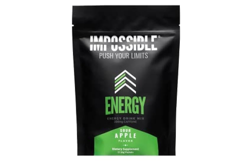 Impossible Energy - Healthy Energy Performance Drink Mix - 200mg Caffeine, Taurine, Zero Sugar (Sour Apple) 450984815