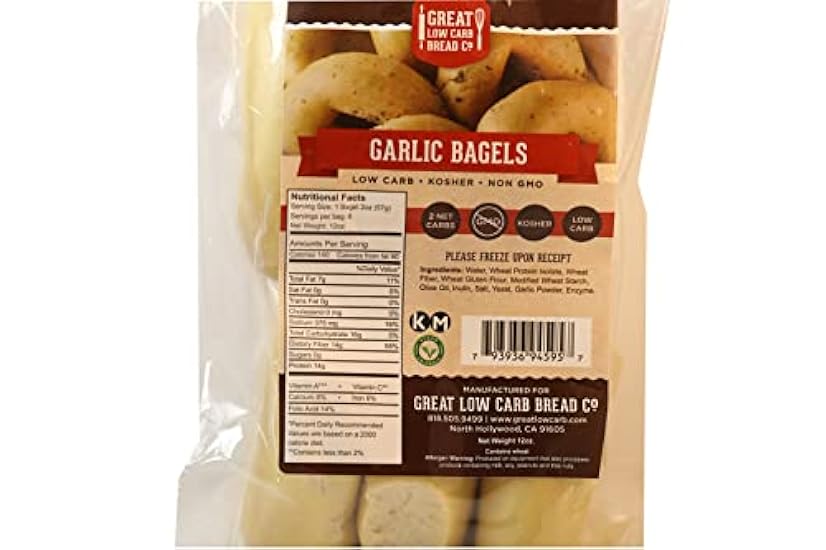 Great Low Carb Garlic Bagels| 12 Bags Vegan Friendly| K