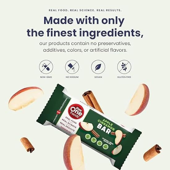 Step One Foods Apple Cinnamon Bars, Heart Healthy Snack Plant Sterols, Omega 3´s and Dietary Fiber Gluten Free Vegan Granola Bar (12 Pack) 246199851