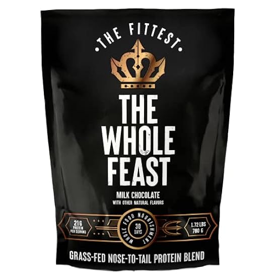 The Fittest Whole Feast Beef Protein Powder - Milk Chocolate - Nose to Tail Carnivore Blend Including Liver, Colostrum and Whole Bone - BCAAs - 14g Collagen, 21g Total Protein 231008795