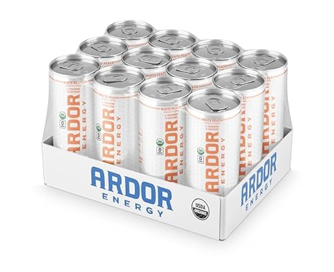ARDOR ENERGY Sparkling Water White Peach 12 pack with 1