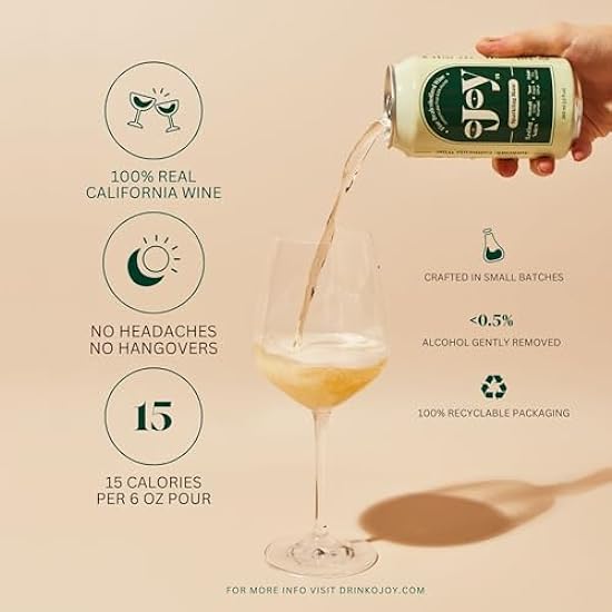 OJOY Wine Sparkling Blanc, Alcohol Removed Sparkling Wine, 355 mL Can (Set of 8) 324206354