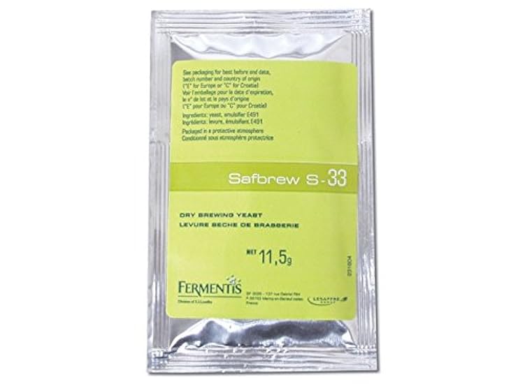 Fermentis Dry Yeast - Safbrew S-33 (11.5 g) (Pack of 38) 109407060