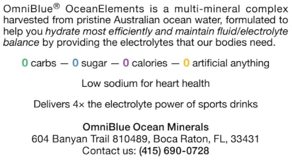 OceanElements Electrolyte Hydration Powder (2.9 oz) - No Sugar - No Carbs - No Calories - No Artificial Anything, Low Sodium | Concentrate | Powdered Ocean Minerals | Full spectrum minerals | Natural 644627311