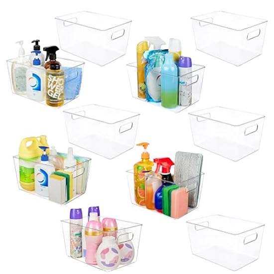 YIHONG Clear Pantry Storage Organizer Bins, 10 Pack Pla