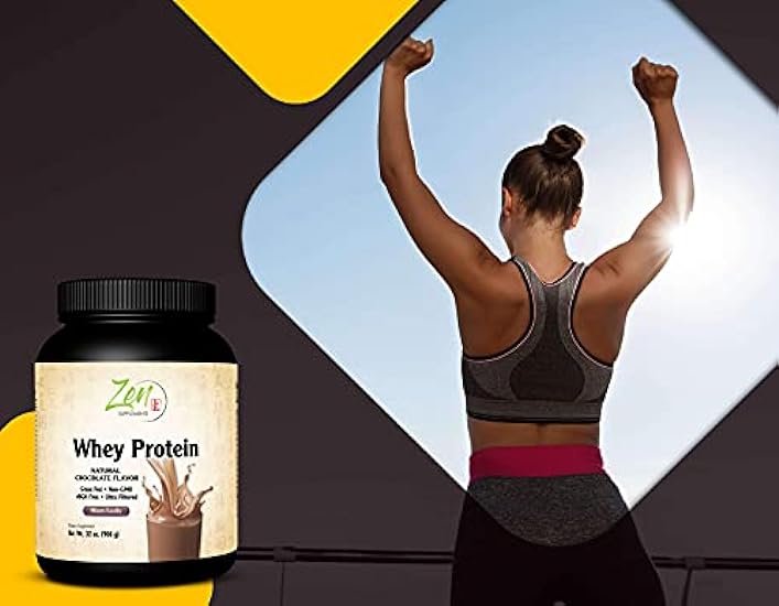 Zen Supplements - Organic Grass Fed Whey Protein 19g Per Serving Keto Friendly - Chocolate 32 Oz-Powder 875823010