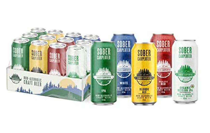 Sober Carpenter Non Alcoholic Craft Beer - Variety Pack - Pack of 12 (16 oz Each) 308064088