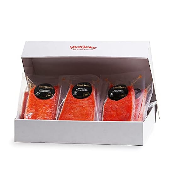 Vital Choice Wild Alaskan Sockeye Salmon 6 oz portions, skin-on/boneless (Pack of 6) 740933841