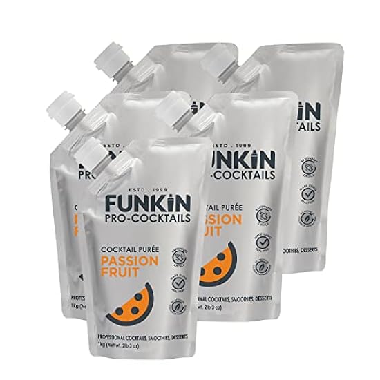 Funkin Passion Fruit Puree | Real Fruit, Two Ingredient, Natural Mixer for Cocktails, Drinks, Smoothies | Vegan, Non-GMO, Gluten Free | 1 kg (2.2 lbs) Pouch (Case Pack of 5) 374184504