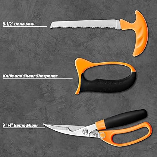 KNINE OUTDOORS Hunting Deer Knife Set Field Dressing Kit Portable Butcher Game Processor Set, 12 Pieces 492300104