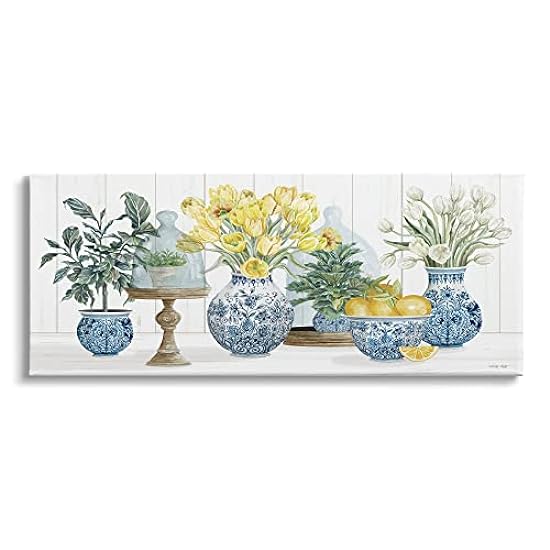 Stupell Industries Yellow Tulips Lemon Fruits Traditional Country Plant, Designed by Cindy Jacobs Canvas Wall Art, 40 x 17 741740519