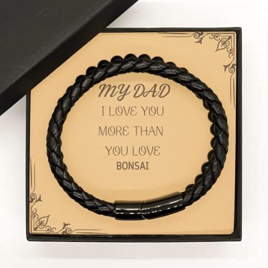 Stone Leather Bracelet, Bonsai Dad Gifts from Son Daugh