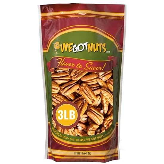 We Got Nuts Unsalted Raw Pecans for Cooking, Baking & Snacking, Vegan Protein, Keto Snack, Gluten Free, Kosher Certified (3 Pound (Pack of 1)) 797323215