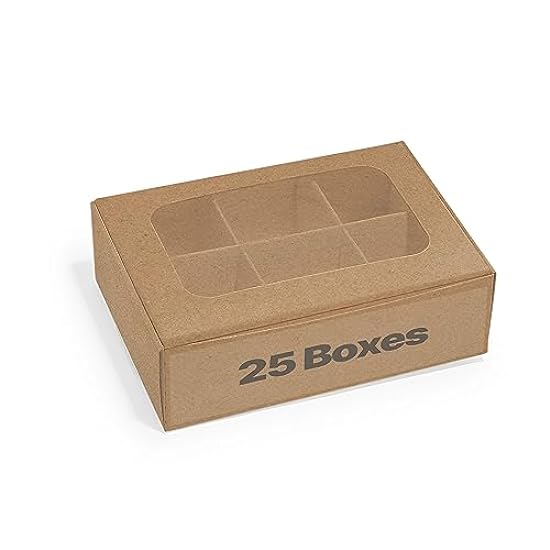 Modsy Baking Mini Truffle Boxes - Black | VERY SMALL for 6 Treats - Window and Dividers | 5 x 3.5 x 1.57 Inches | Pack of 100 734236835