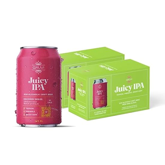 Gruvi Juicy IPA Non-Alcoholic Beer, 60 Calories, 12-Pack, 0% ABV, Zero Alcohol, NA Beer… 658470223