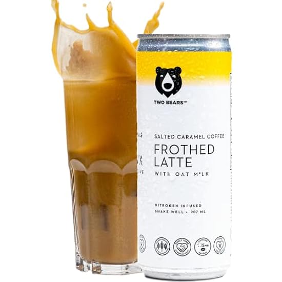 Two Bears Iced Coffee Beverages - Salted Caramel Nitro Cold Brew Cans With Oat Milk | Vegan & Dairy Free Latte | Canned Cold Coffee (12-Pack, 7 oz Cans) 536101332