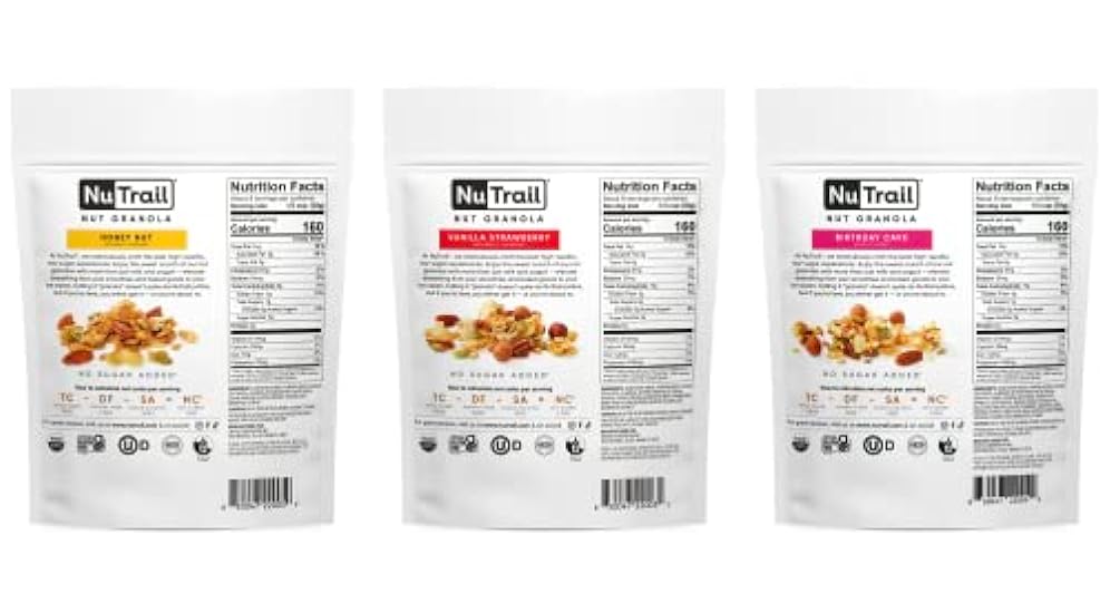NuTrail Nut Granola, Variety Pack, No Sugar Added, Gluten Free, Grain Free, Keto, Low Carb, Healthy Breakfast Cereal 8 oz. 6 Count 702896052