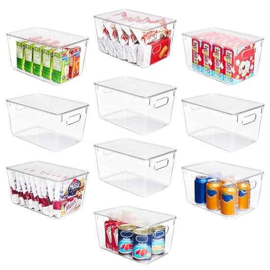 Vtopmart 10 Pack Clear Stackable Storage Bins with Lids, Large Plastic Containers with Handle for Pantry Organization and Storage,Perfect for Kitchen, Fridge, Cabinet, Bathroom Organizer 537837467