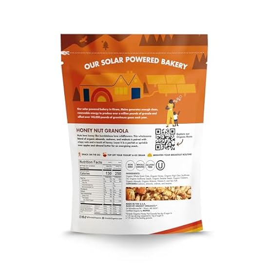 Grandy Organics Honey Nut Gluten Free Granola - Certified Organic, Non-GMO, Lower Sugar, Family Value Size 2 Pound Bags, Bulk Pack of 2 31843282