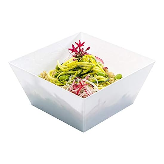 Restaurantware 18 Ounce Plastic Square Bowls, 25 Medium Square Plastic Serving Bowls - Recyclable, Crack-Resistant, White Plastic Square Disposable Bowls, Durable, For Parties Or Catering Events 691102175