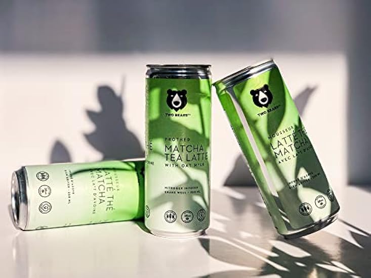 Iced Coffee Nitro Brew Beverages - Two Bears Matcha Green Tea Cold Brewed Cans With Oat Milk | Vegan & Dairy Free Latte Drink | Canned Cold Coffee (12-Pack, 7 oz Can) 955612089