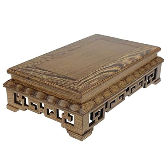 YUEYOULII Bonsai Base Wood Rectangular Delicate Texture Table Hollow Carved Stone Buddha Statue Base Small Coffee Table Decorative Ornaments (Size : Medium) 597049142
