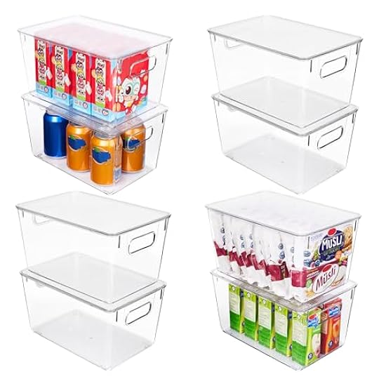 Vtopmart 8 Pack Clear Stackable Storage Bins with Lids, Large Plastic Containers with Handle for Pantry Organization and Storage,Perfect for Kitchen, Fridge, Cabinet, Bathroom Organizer 502188051