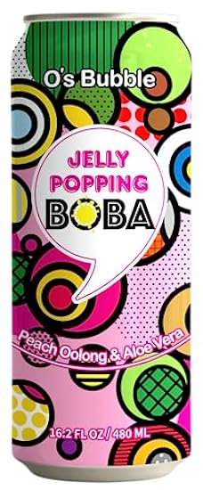 O´s Bubble Peach Oolong Tea with Popping Boba and Aloe Vera, 16.2 oz (Pack of 12) 643236362