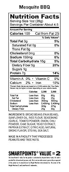 Bada Bean Bada Boom Plant-Based Protein, Gluten Free, Vegan, Crunchy Roasted Broad (Fava) Bean Snacks, 100 Calories per Serving, Mesquite BBQ, 4.5 Ounce (Pack of 6) 841090446