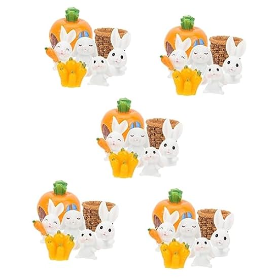 Unomor 5 Sets Carrot Rabbit Ornament Miniature Bunny St