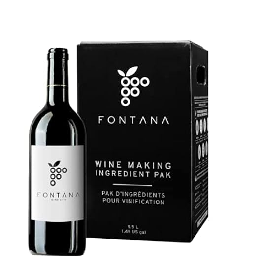 Fontana Washington State Merlot Wine Kit | Wine Making Ingredient Kit - 6 Gallon Wine Kit | Premium Ingredients for DIY Wine Making | Makes 30 Bottles of Wine 254053777
