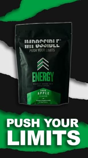 Impossible Energy - Healthy Energy Performance Drink Mix - 200mg Caffeine, Taurine, Zero Sugar (Sour Apple) 450984815