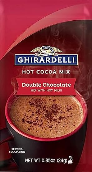 Ghirardelli Double Chocolate Hot Cocoa Mix, 3 Pound Box, (Approximately 43) 0.85 oz Packets with By The Cup Cocoa Scoop 180745113