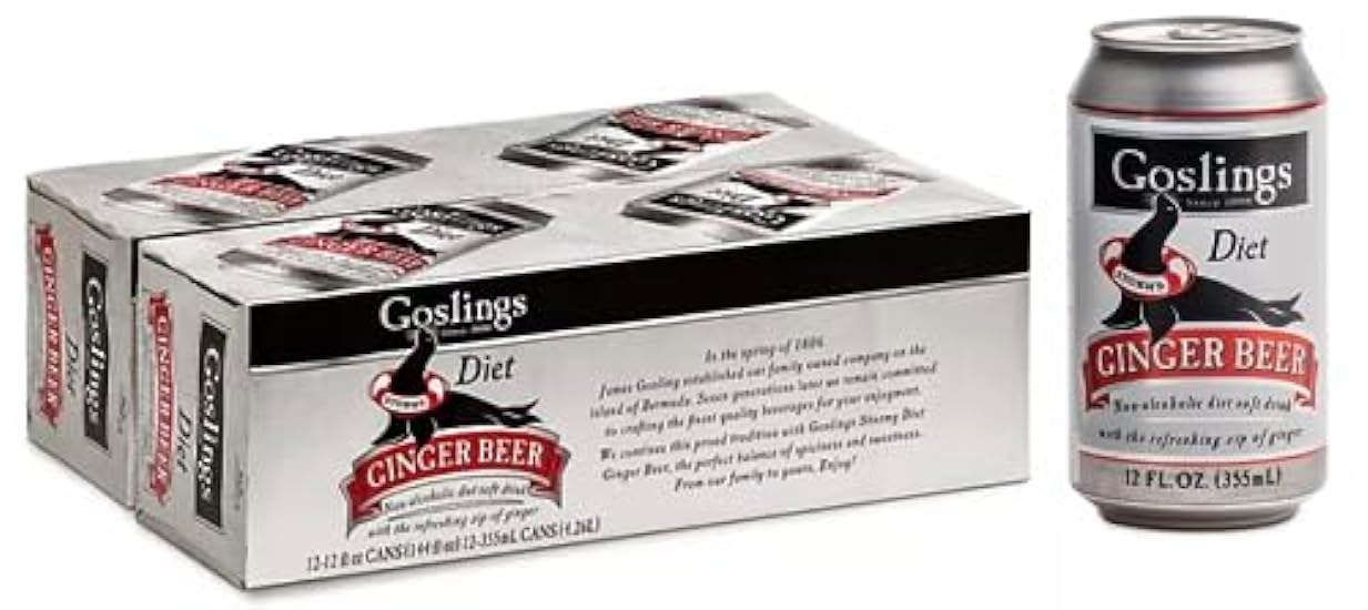 Goslings Diet Ginger Beer Cans of 12 fl oz Each | Ginger Beer Sugar Free For Moscow Mule And Mixers For Alcoholic Drinks (24) 996505588