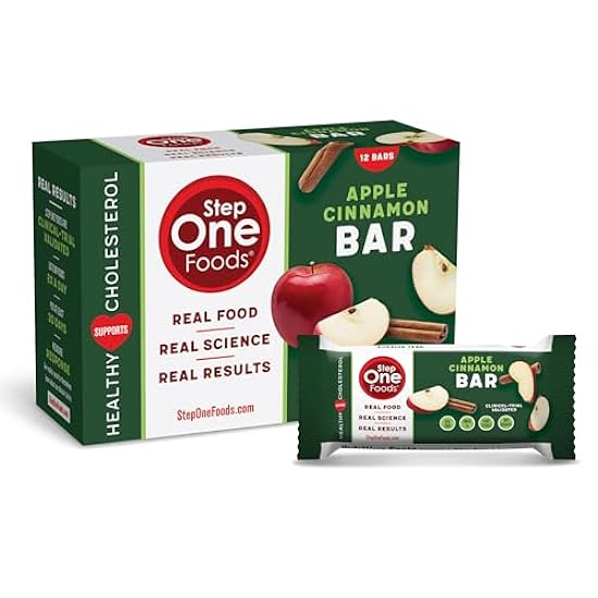 Step One Foods Apple Cinnamon Bars, Heart Healthy Snack Plant Sterols, Omega 3´s and Dietary Fiber Gluten Free Vegan Granola Bar (12 Pack) 413720624