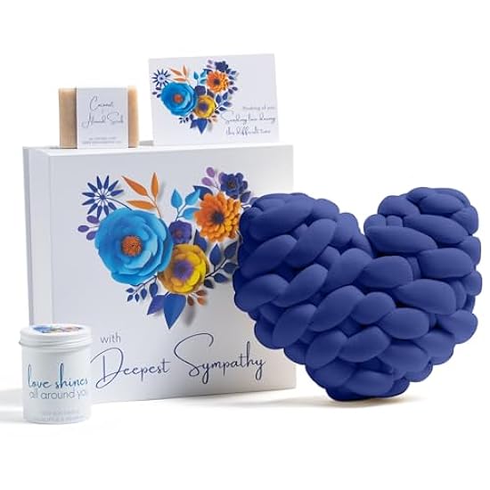 Boxzie Sympathy Gifts, Condolence Gift Box, Bereavement Basket, Sorry for Your Loss Care Package, Thinking of You Grief Boxes for Women, Men, Friend – Condolences Navy Pillow, Candle & Soap 823623430