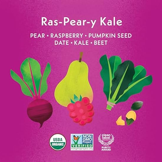 Once Upon a Farm | Organic Smart Blends | Raspberry Pear Kale, Pear Blueberry | Cold-Pressed | No Added Sugar | Dairy-Free Plant Based | Variety Pack of 24 176320329