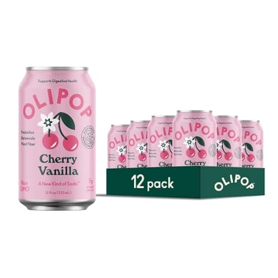 Olipop Soda, Cherry Vanilla, Prebiotic Soft Drink, Cont