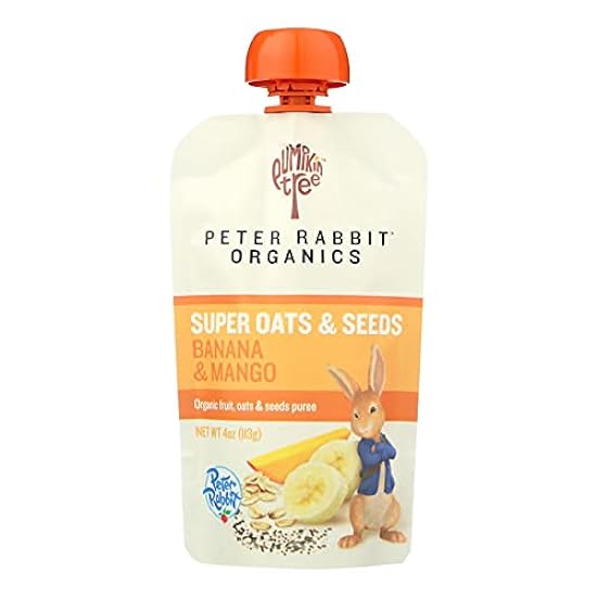 Pumpkin Tree Peter Rabbit Organics Super Oats & Seeds, Puree Squeeze Pouch, Banana & Mango, 4 Ounce (Pack of 10) 338693179