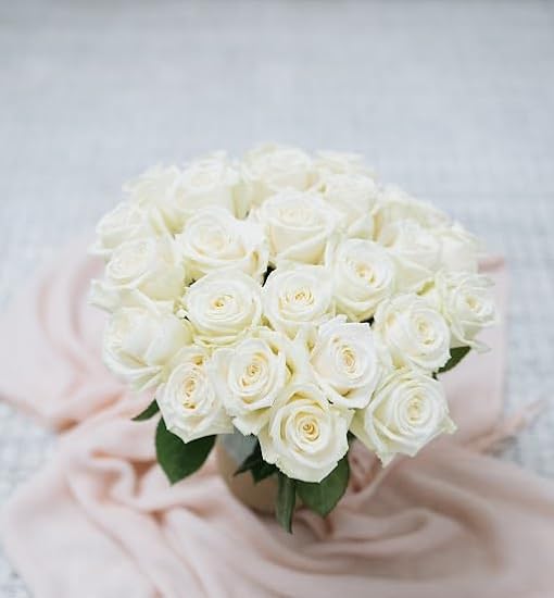 White Roses Flower Bouquet - Beautiful White Roses Deli