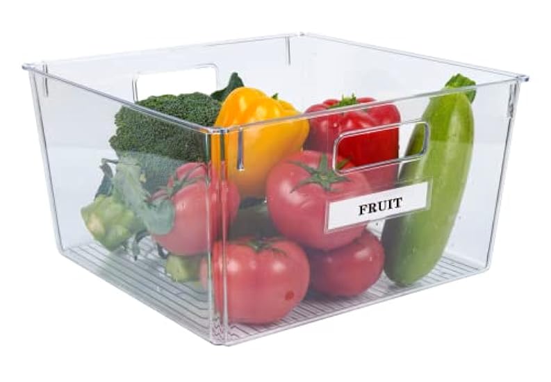 Ezee space Clear Plastic Storage Bins - 3-Pack XL: Acrylic Storage Containers for Kitchen, Home, Office, and Bathroom - 12X12 X7 In. Freezer and Pantry bins for organizing 573058812