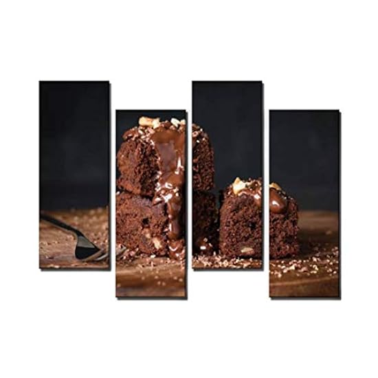 Wocatton chocolate brownies with chocolate glaze and walnuts bread bakery Wall Art Background Decor Pictures Print On Canvas Art Stretched and Framed Perfect Home Decoration 106927041