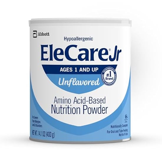 EleCare Jr Nutrition Powder, Complete Nutrition For Ages 1 And Older With Food Allergies, Amino Acid-based Nutrition Powder, Unflavored, 14.1-oz Can, Pack of 6 437891113