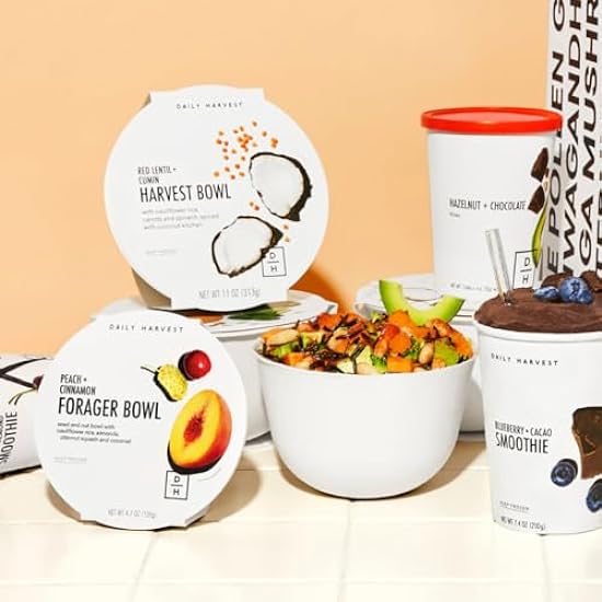 Daily Harvest - New Mom Box (12 Pack), Orgnic Frozen Smoothies(4), Harvest Bowls(2), Breakfast Oat Bowls(2), Lunch/Dinner Burrito Bowl(2), Soup(1), Snack Bites(1), Gluten Free, Fruit+Vegetables, No Sugar Added, Vegan, Healthy Snack Drinks+Meals 769906987