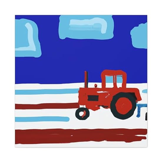 Tractor Minimalism Scene - Canvas 36″ x 36″ / Premium G