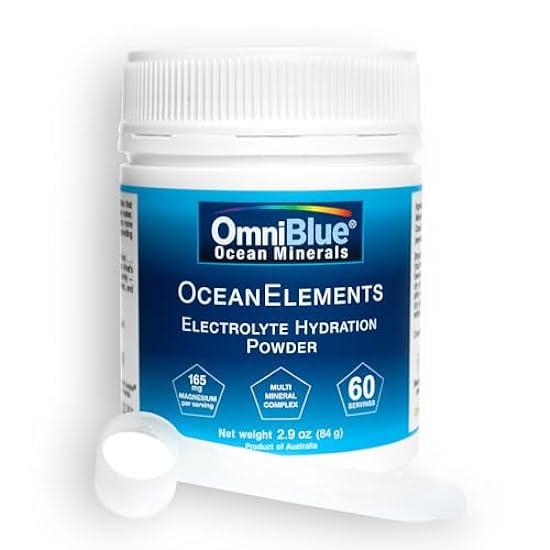 OceanElements Electrolyte Hydration Powder (2.9 oz) - No Sugar - No Carbs - No Calories - No Artificial Anything, Low Sodium | Concentrate | Powdered Ocean Minerals | Full spectrum minerals | Natural 644627311